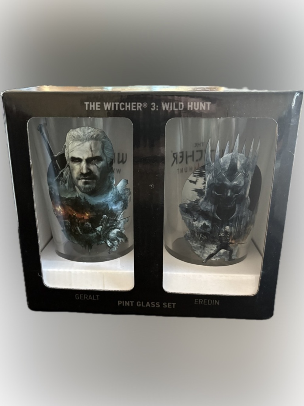 Witcher 3: Wild Hunt Pint Glass Set, New Hand Wash Only Authentic